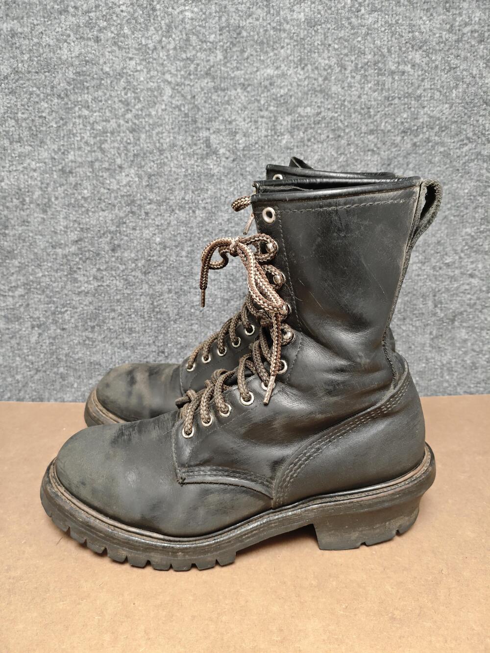 Red Wing Shoes Boots Mens Size 13 Black Leather Combat Lace Up Work Lug Sole USA